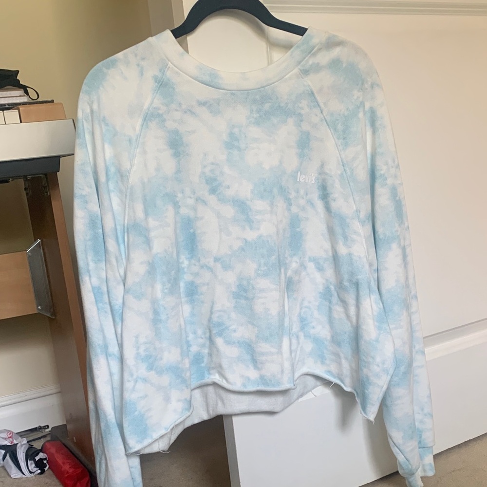 Levi's Light Blue Cropped Tie-Dye Sweatshirt